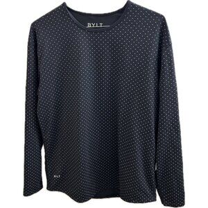 BYLT Men's Black Premium Basics Drop Cut Long Sleeve Lux T-Shirt Size Xl Dot